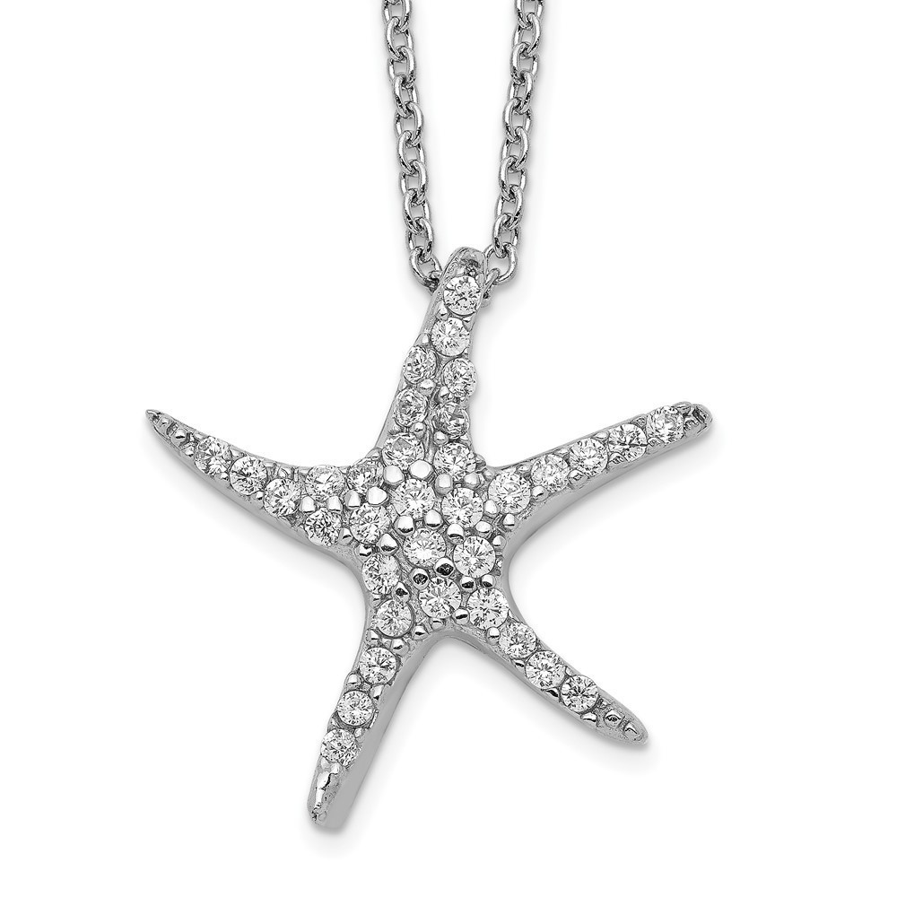 Cheryl M 925 Sterling Silver Brilliant-cut CZ Starfish 18 Inch Charm Necklace